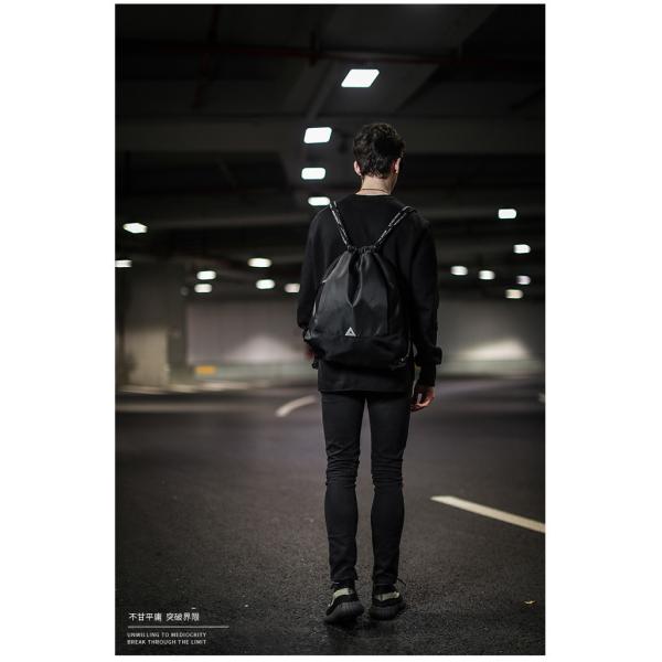 Black Waterproof Drawstring Bag Natural Style With OEM / ODM Services