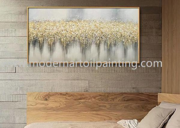 Hand Painted Gold Foil Painting Abstract Canvas Wall Art For Interior Decoration