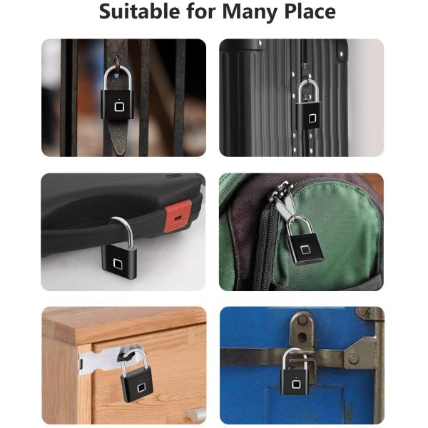 Factory Electronic USB Fingerprint Padlock Charging Portable Zinc Alloy Smart Eco-Friendly 10 Sets Fingerprints RARLUX SY11