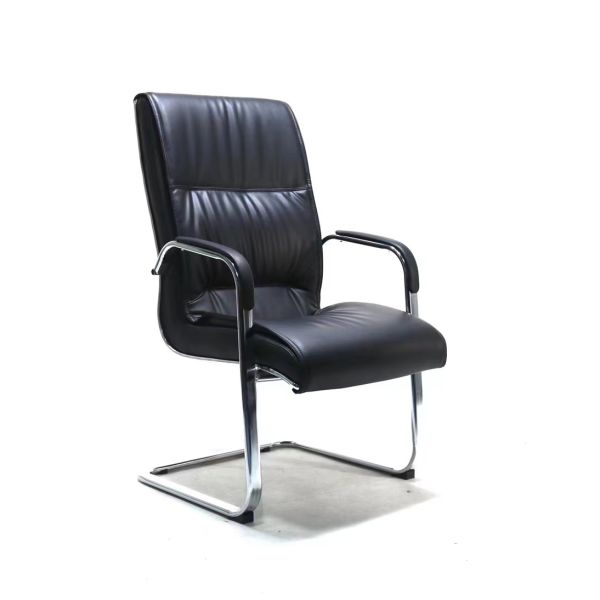 Low Back Meeting PU Leather Office Chair Black Visitor Synthetic Leather Chair