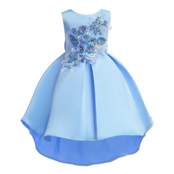 Blue Princess Dress Vestidos Niñas Robe Noel Vestidos De Niñas o-Neck Girls Dresses Kids Flower Dress Princess Costume