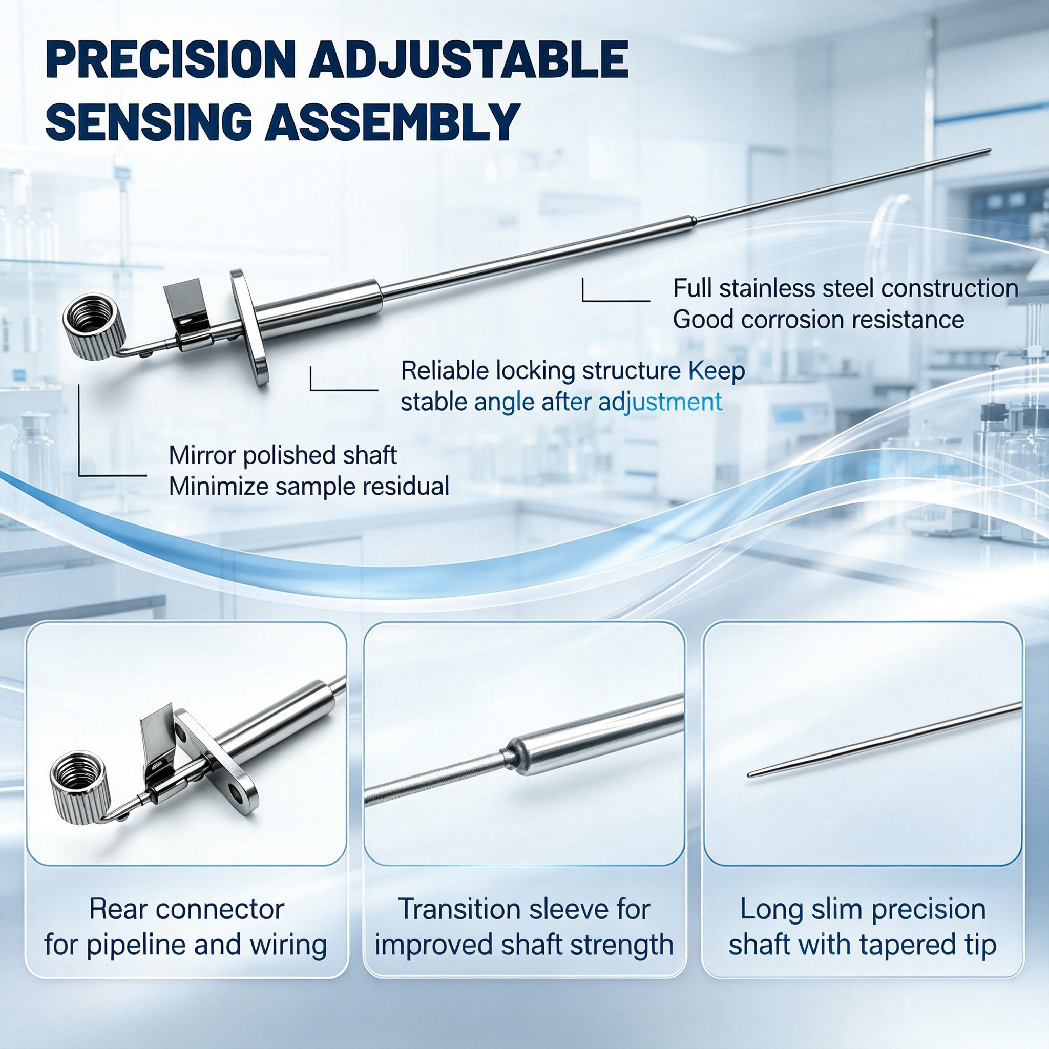 Customized IVD Custom Tapered Temperature Probe with Hinged Bracket