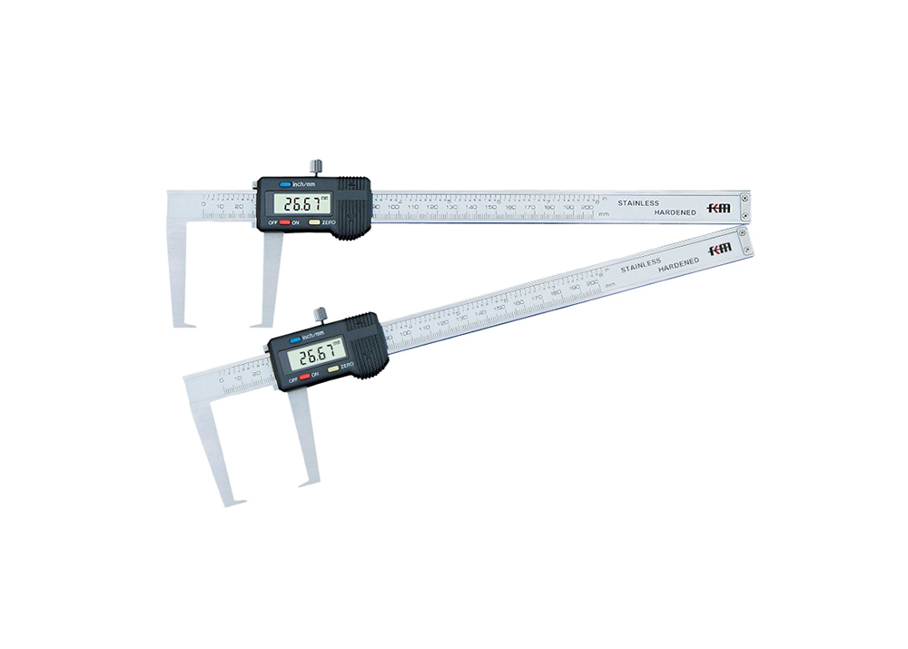 0-150mm/0-6 Flat Tip Digital External Groove Caliper for Shallow Outer Grooves for CNC Industry