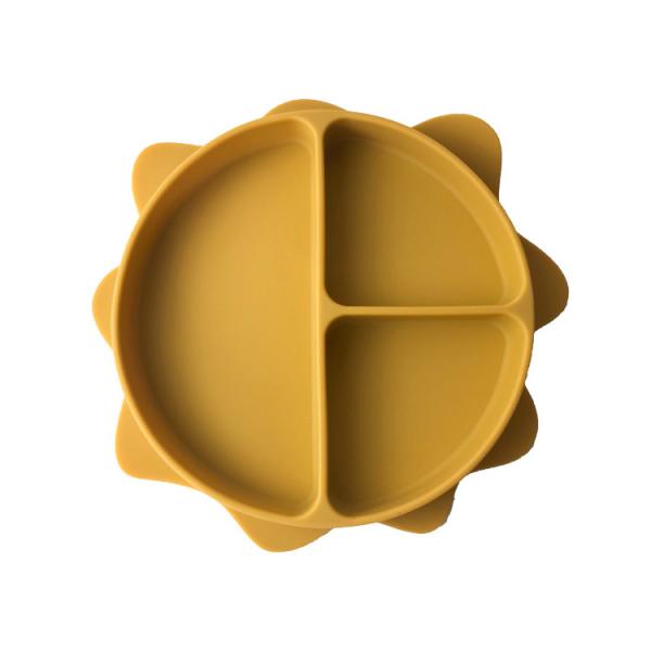 BPA Free Baby Suction Silicone Plate Eco Friendly Feeding Bowls Sun Shaped