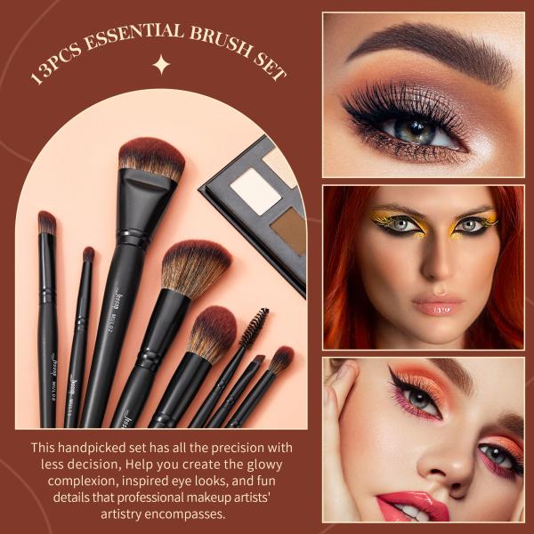 Jessup 13pcs Makeup Brushes Big Powder Foundation Highlighter Concealer Contour Precision Eyeliner Brush T300
