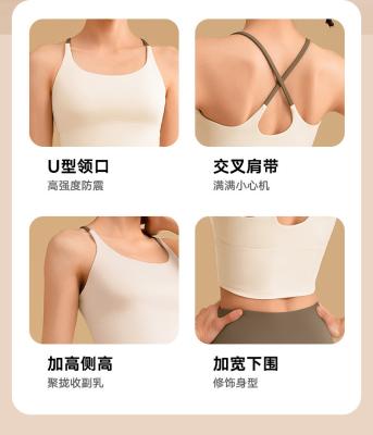 NEW SOLID COLOR SPLICING YOGA CLOTHING QUICK DRY SHOCK-PROOF GATHERING NON-TRACE BEAUTY BACK SPORTS FITNESS CLOTHING VES