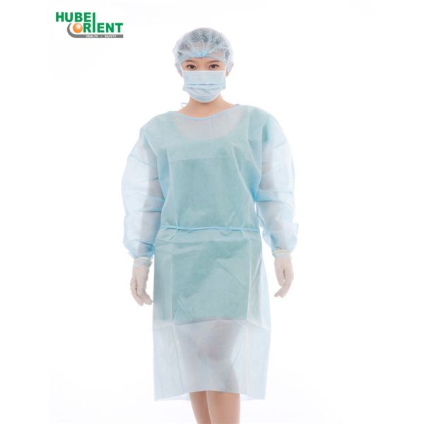 Disposable Medical Use Non-Woven Or SMS Material Isolation Gowns With Elastic Wrist For Hospital