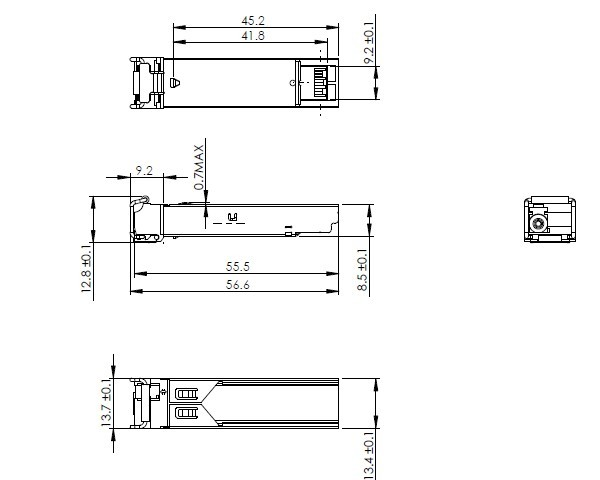 1.25G SFP Модуль Одномодный 1310nm/1550nm 20km Простой оптический приемопередатчик