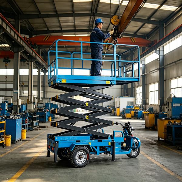 500KG Mewp Tricycle Rough Terrain Scissor Lift Mobile Elevated Work Platform