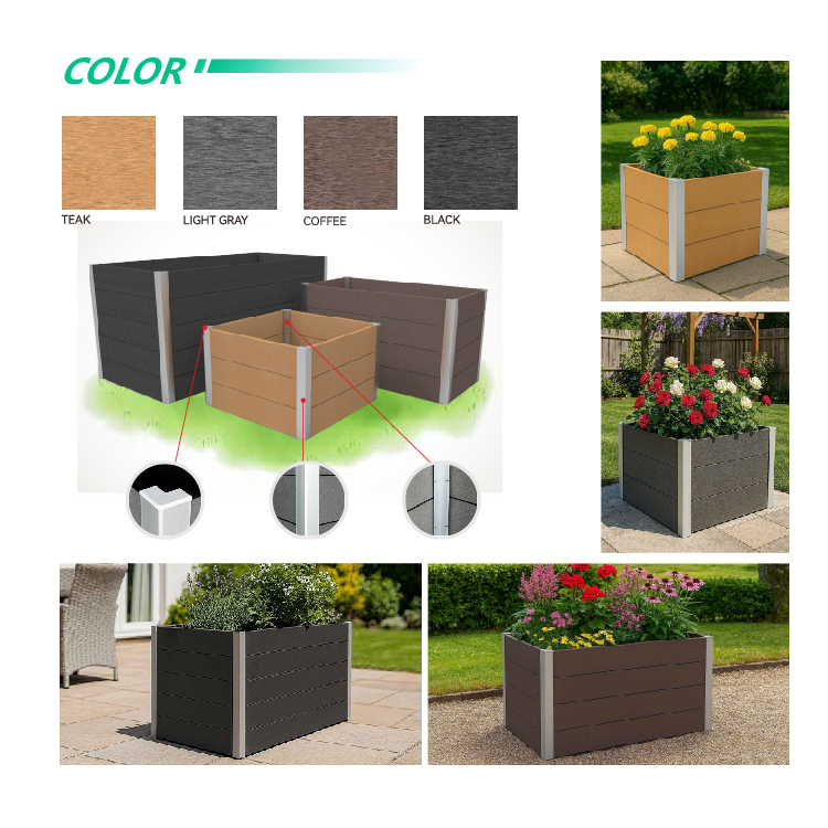 UV Resistant Weatherproof WPC Planter Pot Raised Garden bed for Outdoor Gardens