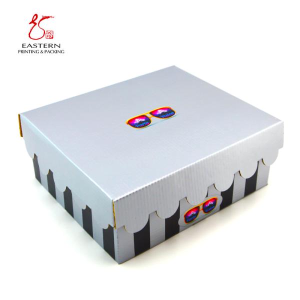 Fashionable White Silver E Flute Corrugated Cardboard Box With Lid And Base