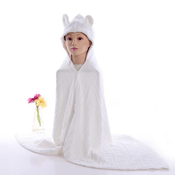Cotton Muslin Hooded Towel Animal Pattern Super Strong Water Absorption