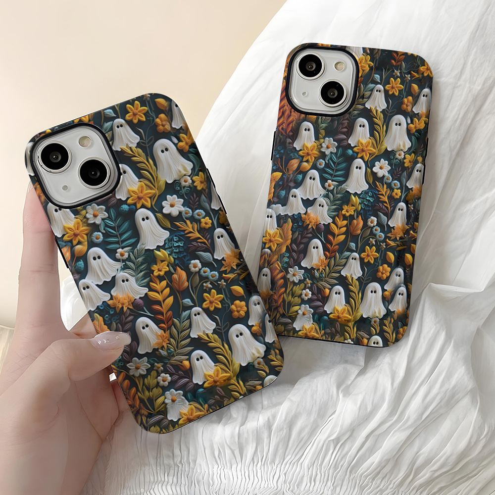 PC Halloween Hit Knitted 3D Ghost Film Waterproof Shockproof Luxury Mobile Phone Case for 11 12 13 14 15 Pro Max Plus Fashion