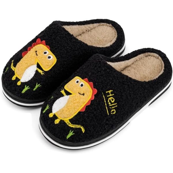 Divertissement DIno en vedette Chaussons pour enfants chaude fausse fourrure pour le confort hivernal
