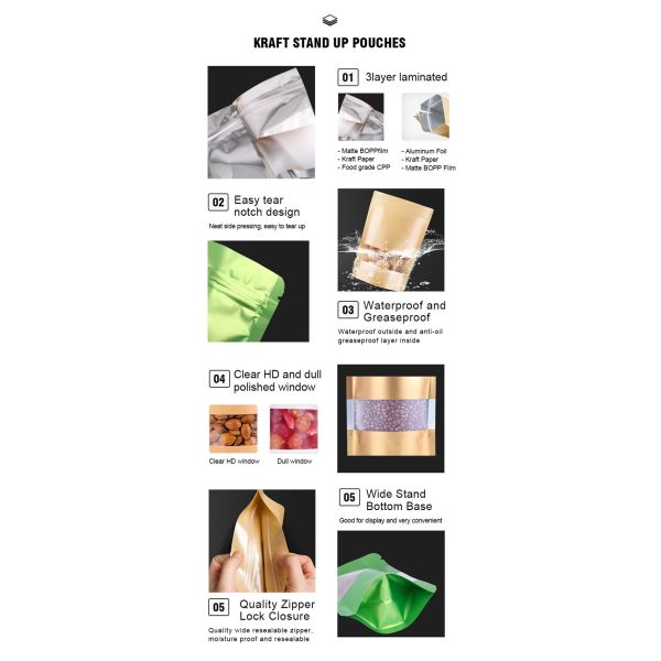 Colorful Zipper Aluminium Foil Stand Up Pouch Metalized Polyester Pouches