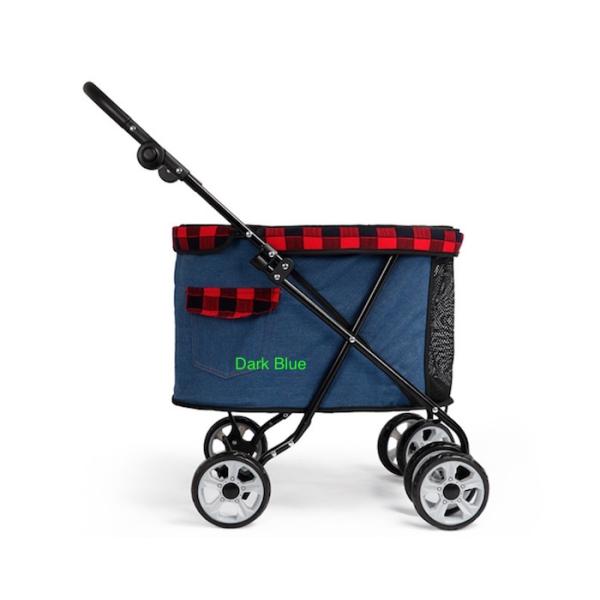 Вагонетка собаки вагонетки несущей собаки голубого холста ковбоя уютная на колесах 53x39x82cm