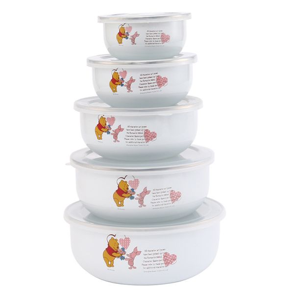 Eco Friendly Enamel Ice Bowl Metal Steel Fresh Keeping Food Storage Bowl with PP Lid