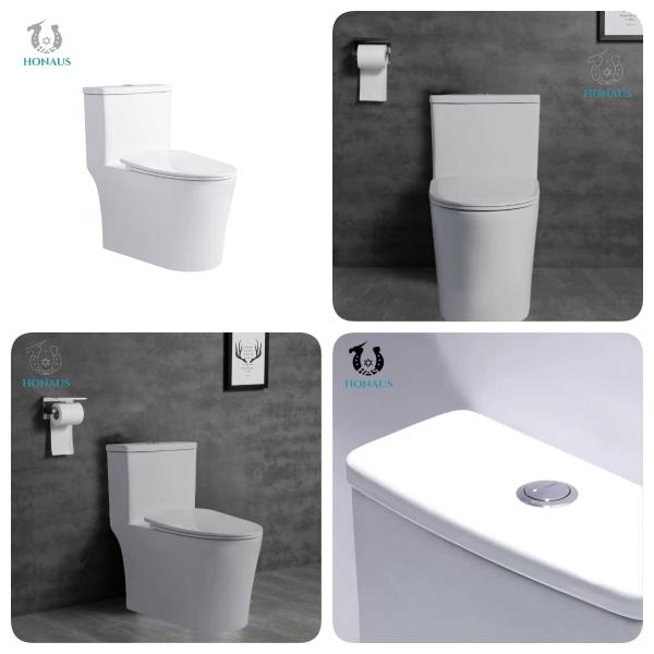 Modern Siphonic Close Coupled Bathroom Toilet Bowl Inodorous Single Piece Commode