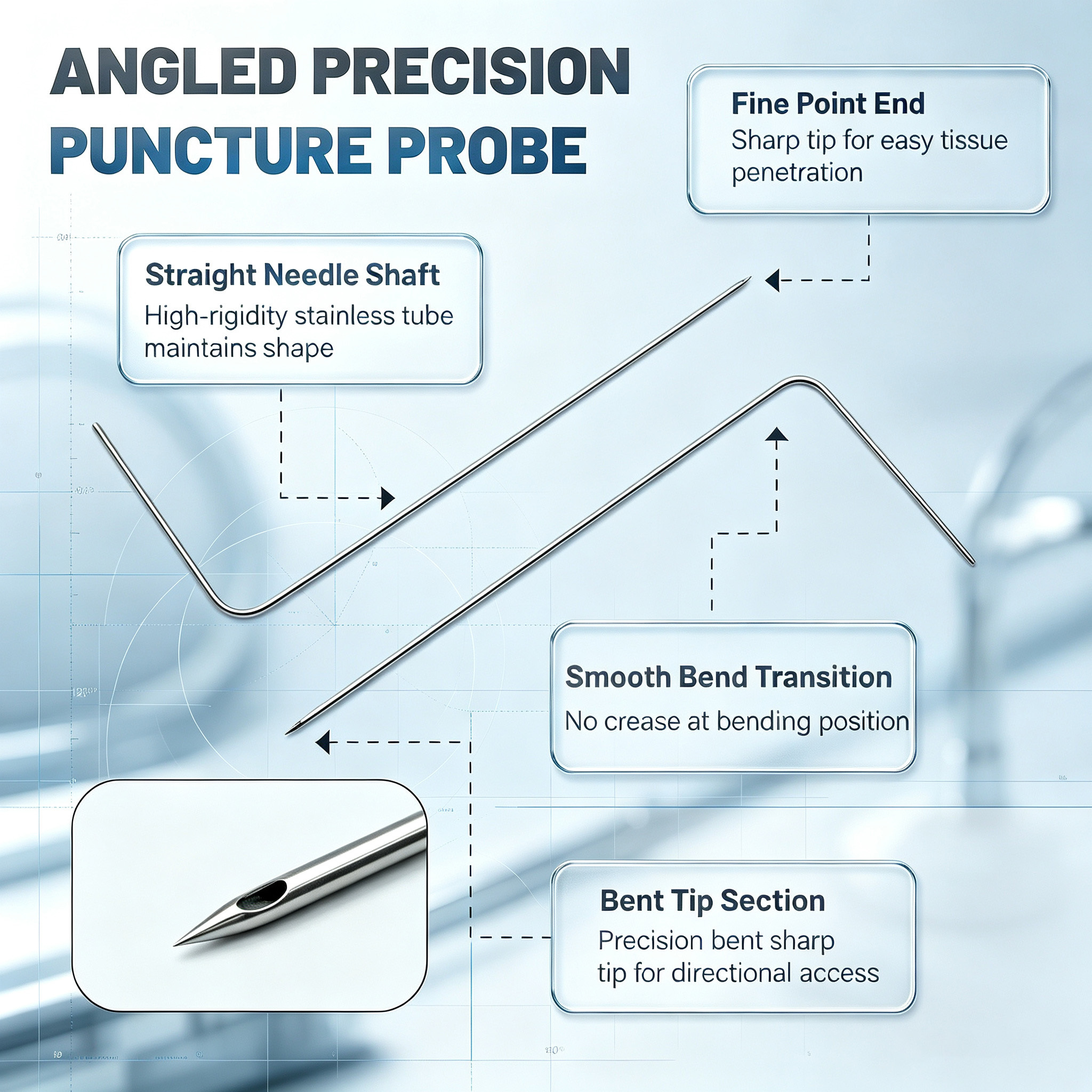 Customized Bent Tip Needle with 90 Degree Bend and Sharp Point