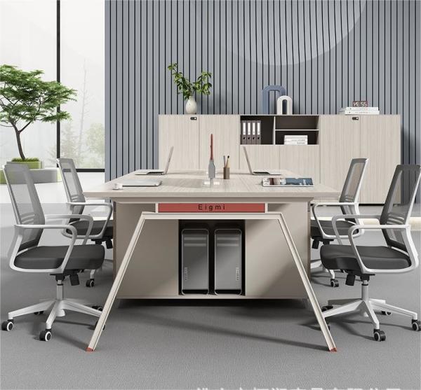 PANEL Wood Modern Style Four-Person Office Desk and Chair Combination for Workstation