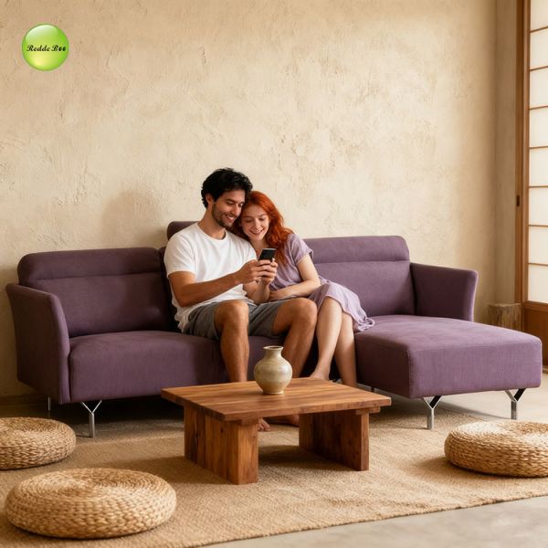 Symmetrical Mauve Modular Plush Couch Sectional Sofa Oversized Furniture