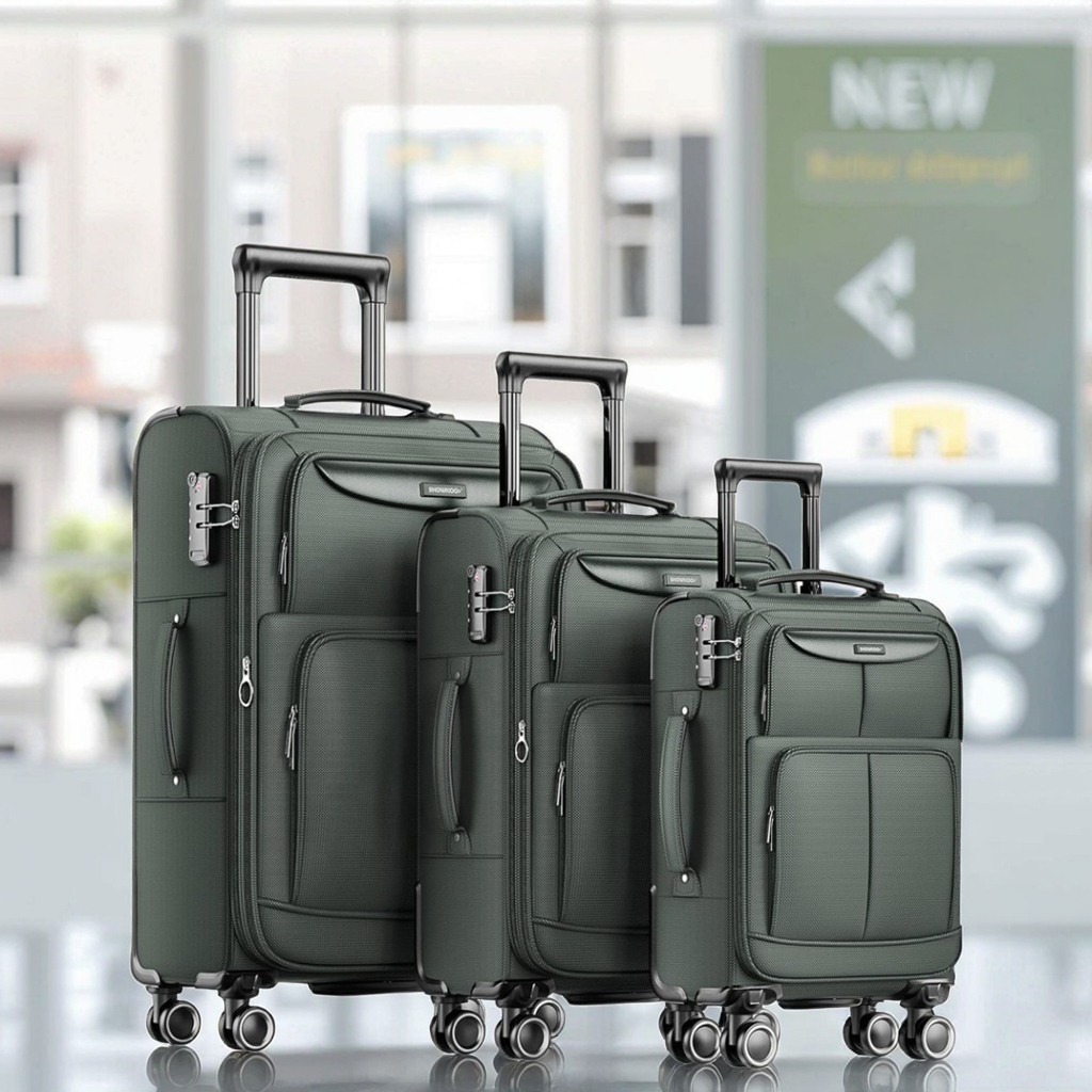3-Piece Lightweight Expandable Luggage Set Spinner Caster 20/24/28 Inch Dual Wheels TSA Lock-Soft Edge Dual Wheel Spinner Caster