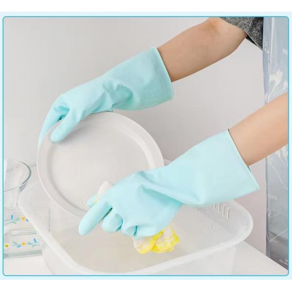 Flocked Lining Blue Latex Glove Morandi Household Natural Latex Glove