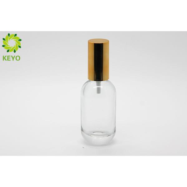 Clear Boston Round Pump Bottles , 30ml Glass Liquid Foundation Containers