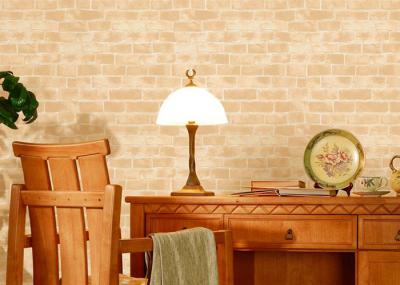 Chinese Style Eco-friendly 3D Brick Grain Pattern Embossed Wallcovering , PVC Material