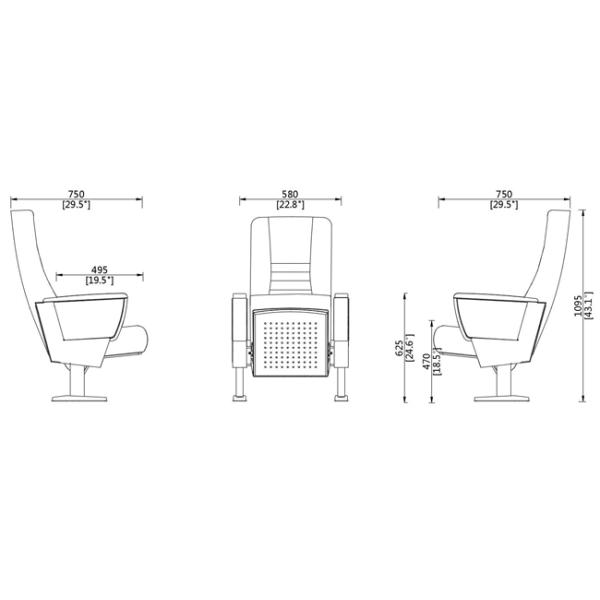 Аудитория церков ВИП предводительствует 5 лет гарантии с импортированным подлокотником твердой древесины