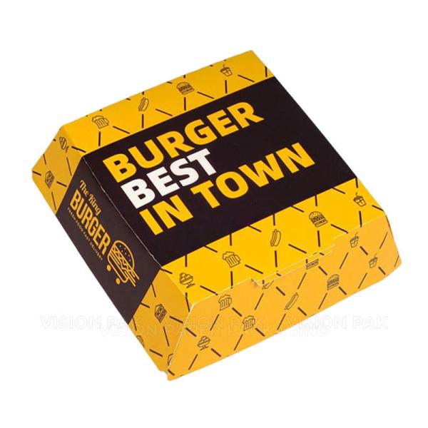 Hamburger Box Fast Food Delivery Packaging Eco-friendly Customization Biodegradable Oil Proof Paper Packaging Box