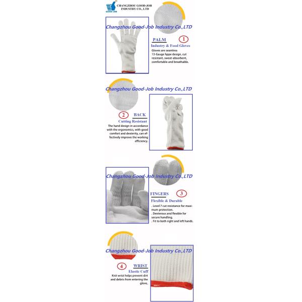 Guantes cortados antis sin recubrimiento blancos de la industria alimentaria HPPE EN388 4343DP 13G