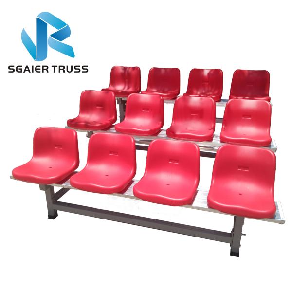 Outdoor Padded Bleacher Seats , Gym / Stadium 3 Row Aluminum Bleachers ,