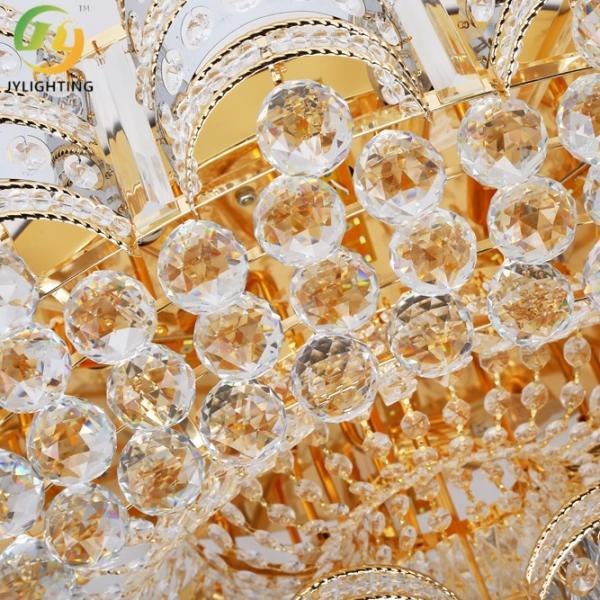 JYLIGHTING Lustre Européen de Luxe en Cristal Doré à LED pour Salons et Entrées, Lampe Suspendue