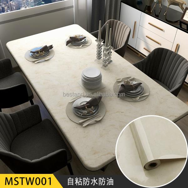 Apartment Cream Marble Effect Wallpaper Bedroom 60cm*10m Moisture Proof
