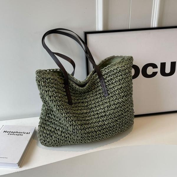 Crochet Raffia Tote Bag Kit Set For Beginners Beach Tote Bag For Women Beach Straw Handmade Bag Woven Rattan Bag For Women Raffia Yarn For Crocheting Raffia Paper Ribbons For Craft