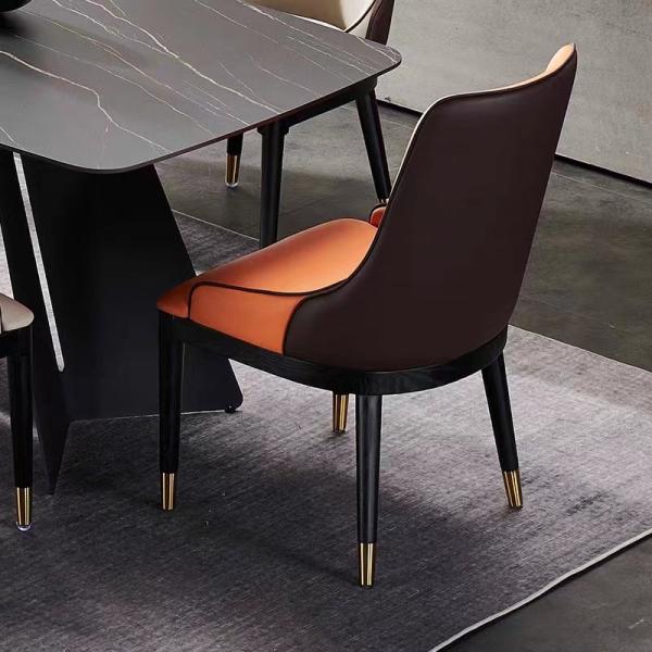 Wooden Italian Style Dining Chairs Comfortable PU Seating
