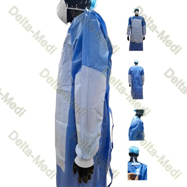Non Woven Disposable Sterile Surgical Gowns Reinforced At Sleeves And Chest