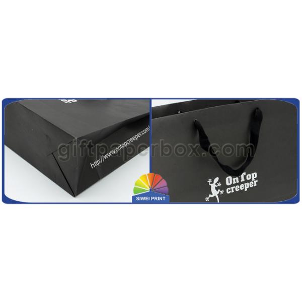 Bolsos de compras de papel de encargo de la manija mate negra durable del algodón para la ropa de la ropa