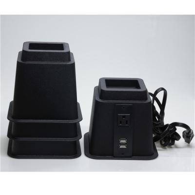 5V DC USB 12A 125V 3 Inch Black Adjustable Bed Lifts riser