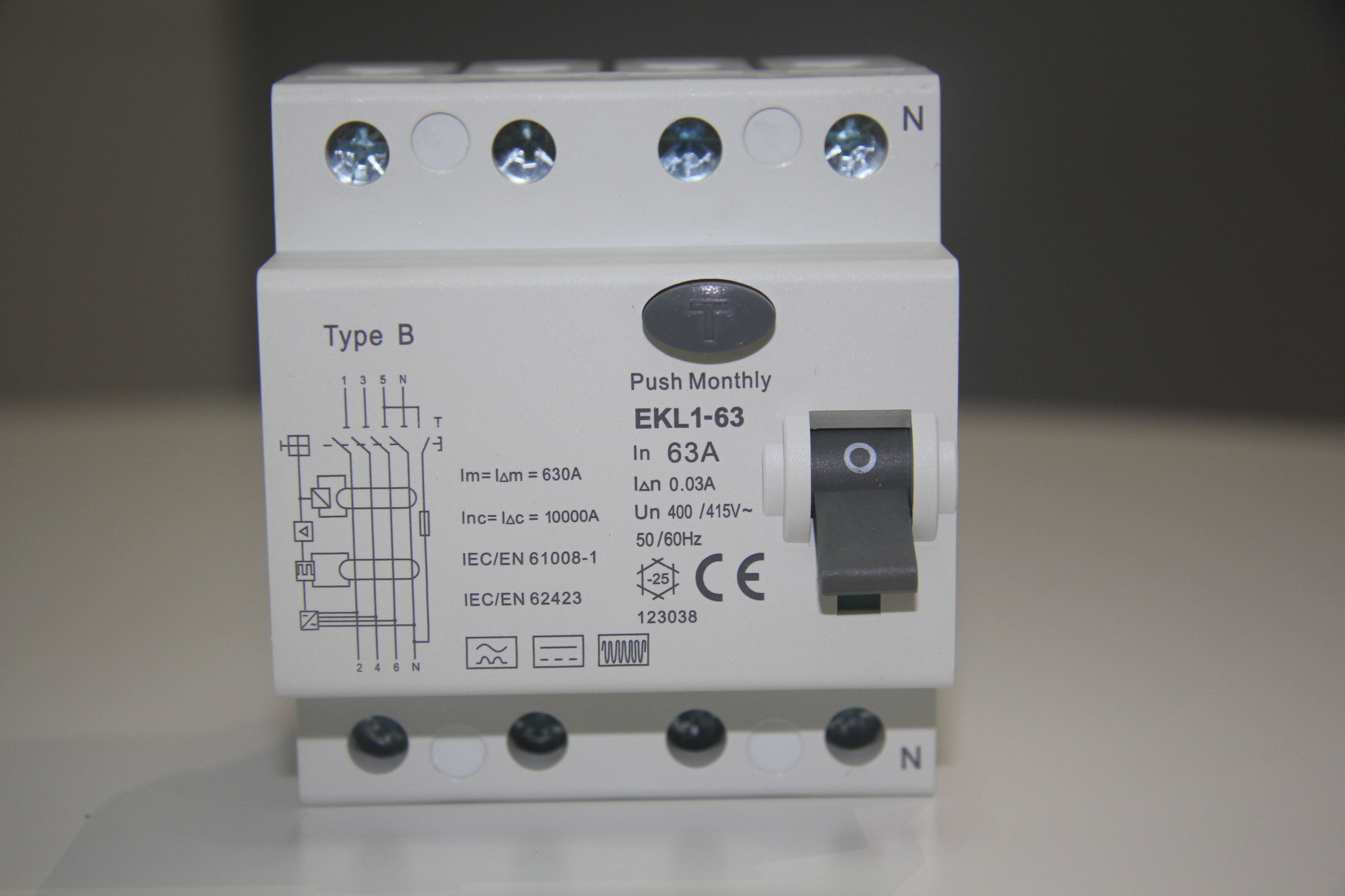 10KA тип автомат защити цепи B 63A RCD для предохранения от Leackage