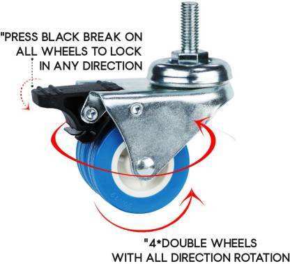 High Quality OEM ODM Customized 2 Inch 50mm Zinc Coated Steel Dual Twin Wheel Casters With Brake