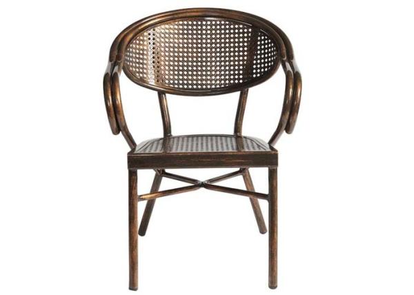 UV Resistance Furniture Outdoor Restaurant Brown Aluminum Dining Chairs With Arm