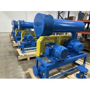 DN200 30-132 kw 10-80 kpa Roots Rotary Lobe Blower Air Cooling Blue Colour
