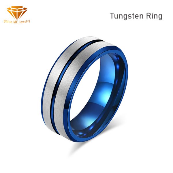 Hot Selling 8mm Slotted Tungsten Steel Ring Ring Men's Niche High-End Vacuum Plated Two-Color Tungsten Gold Jewelry Tstk002sb
