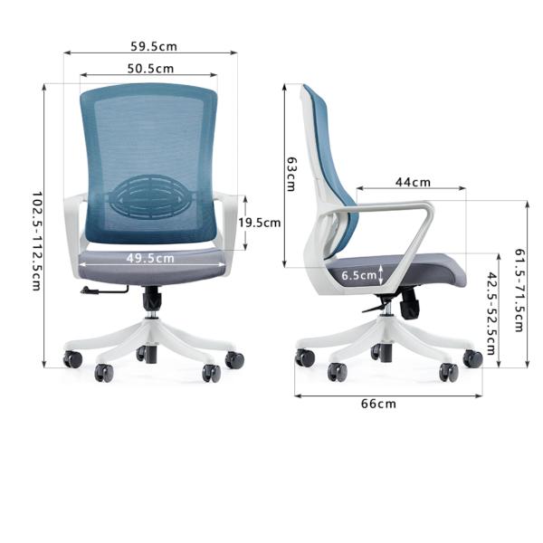 Регулируемая высота Средняя спинная стойка Крутящийся офисный стул с массивными деревянными ногами Подлокотник