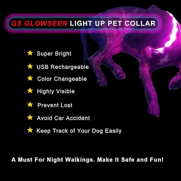 Customization Service Provided Waterproof USB Rechargeable Silicone LED Dog Collar