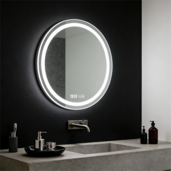 Smart Round LED Bathroom Mirror with Defogging Wall Hanging Anti-Fog Touch Simple Modern Design