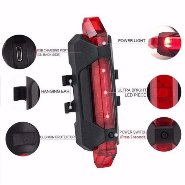 Front Light Back Light USB LED Rechargeable Bike Bicycle Light Set for Mountain Cycle