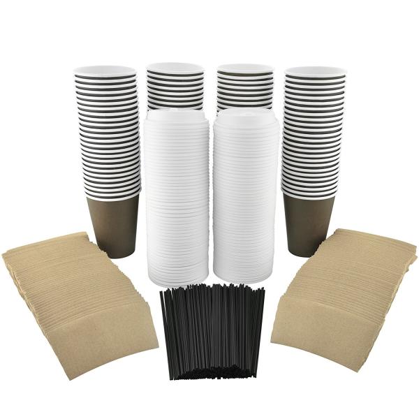 16 Oz White Compostable Paper Coffee Cups No Smell Food Packaging Grade